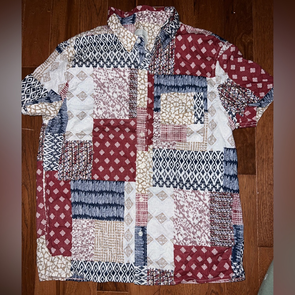 American Eagle Men’s Button Down Patchwork Shirt - image 1